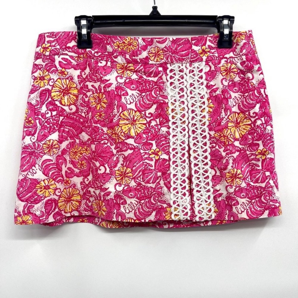 Lilly Pulitzer January Skort Sz 2 Chum Bucket Jarvy Print Yellow White and Pink